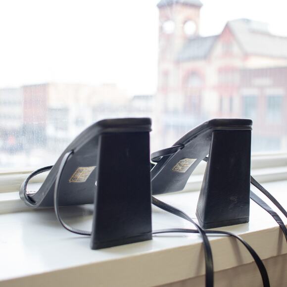 Princess Polly Black Square-Toe Triangle-Heel Gladiator Sandals Size 8 - Picture 5 of 8